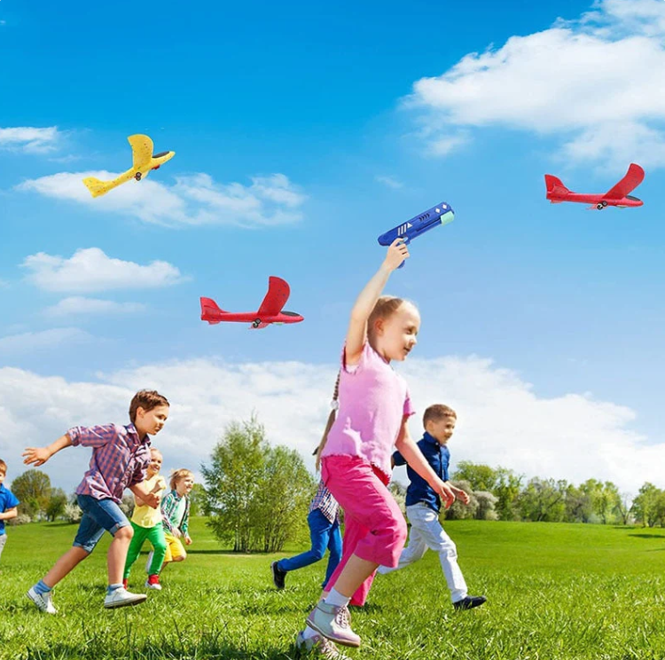 Kit Completo Lançador de Avião + Avião AeroSpeed  [Diversão ao ar livre com voos incríveis,facil do usar]
