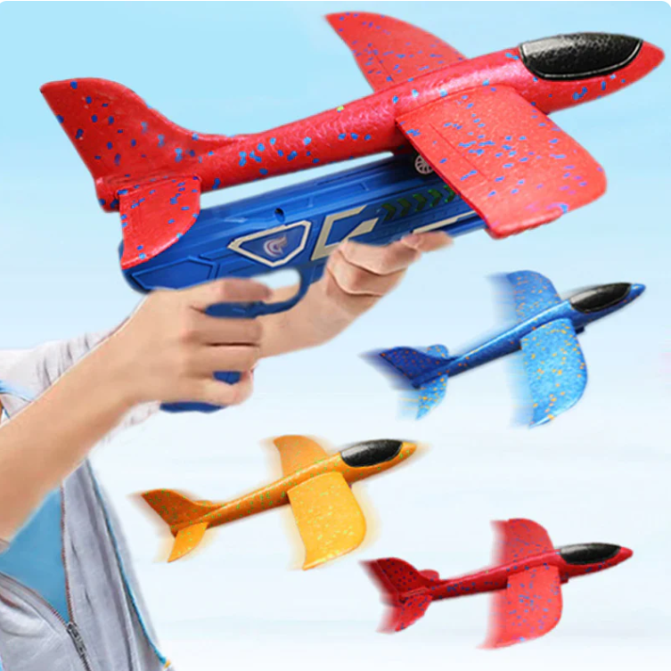 Kit Completo Lançador de Avião + Avião AeroSpeed  [Diversão ao ar livre com voos incríveis,facil do usar]