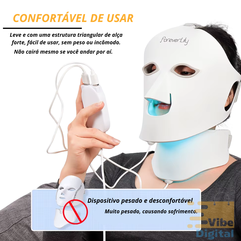 Forever Lily - Máscara LED Rejuvenescedora + pescoço [Elimine as rugas e linhas de expressão com apenas 15 minutos do seu dia]