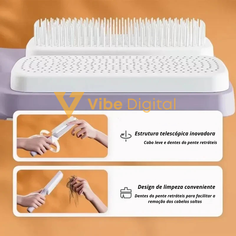 Escova de Cabelo Autolimpante - Praticidade fácil de usar