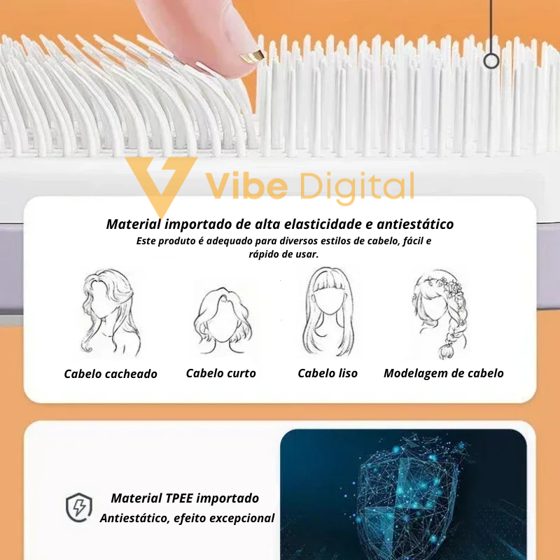 Escova de Cabelo Autolimpante - Praticidade fácil de usar