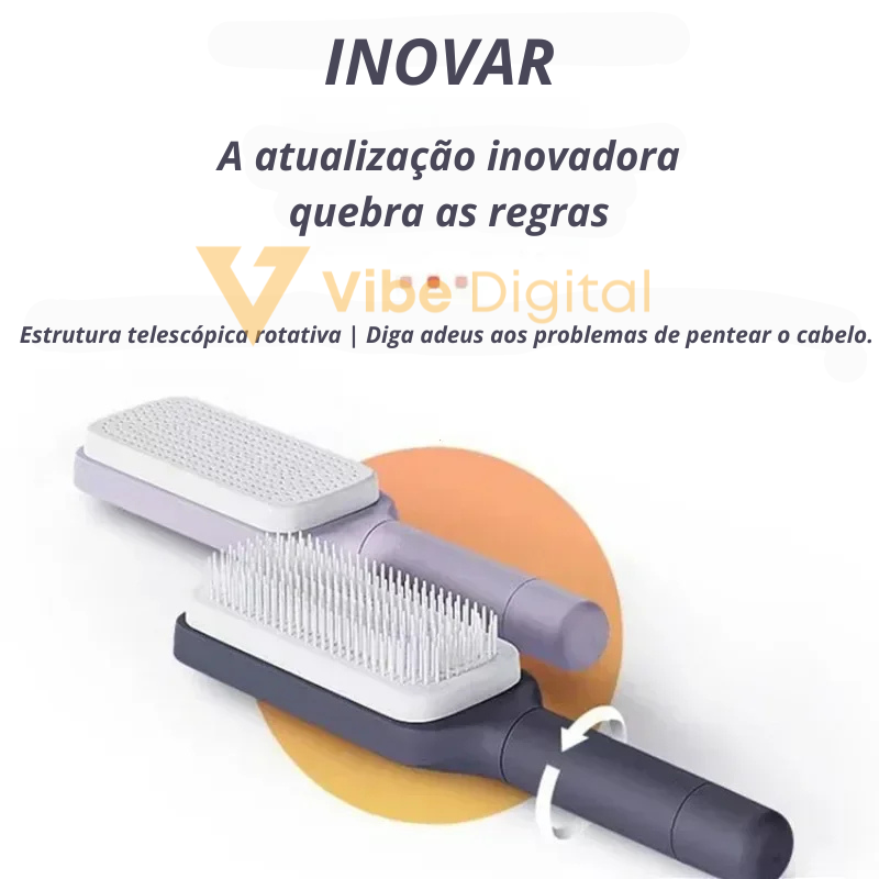 Escova de Cabelo Autolimpante - Praticidade fácil de usar
